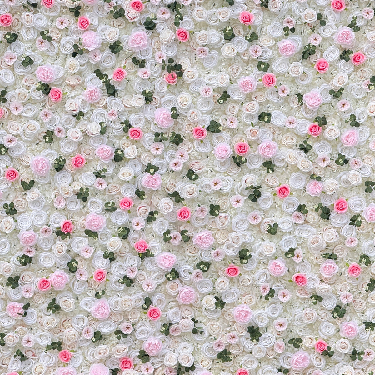 Romantic Pink And White Artificial Rose Backdrop With Eucalyptus - Perfect For Weddings And Proposals and Outdoor Events and Photography - VF - 824