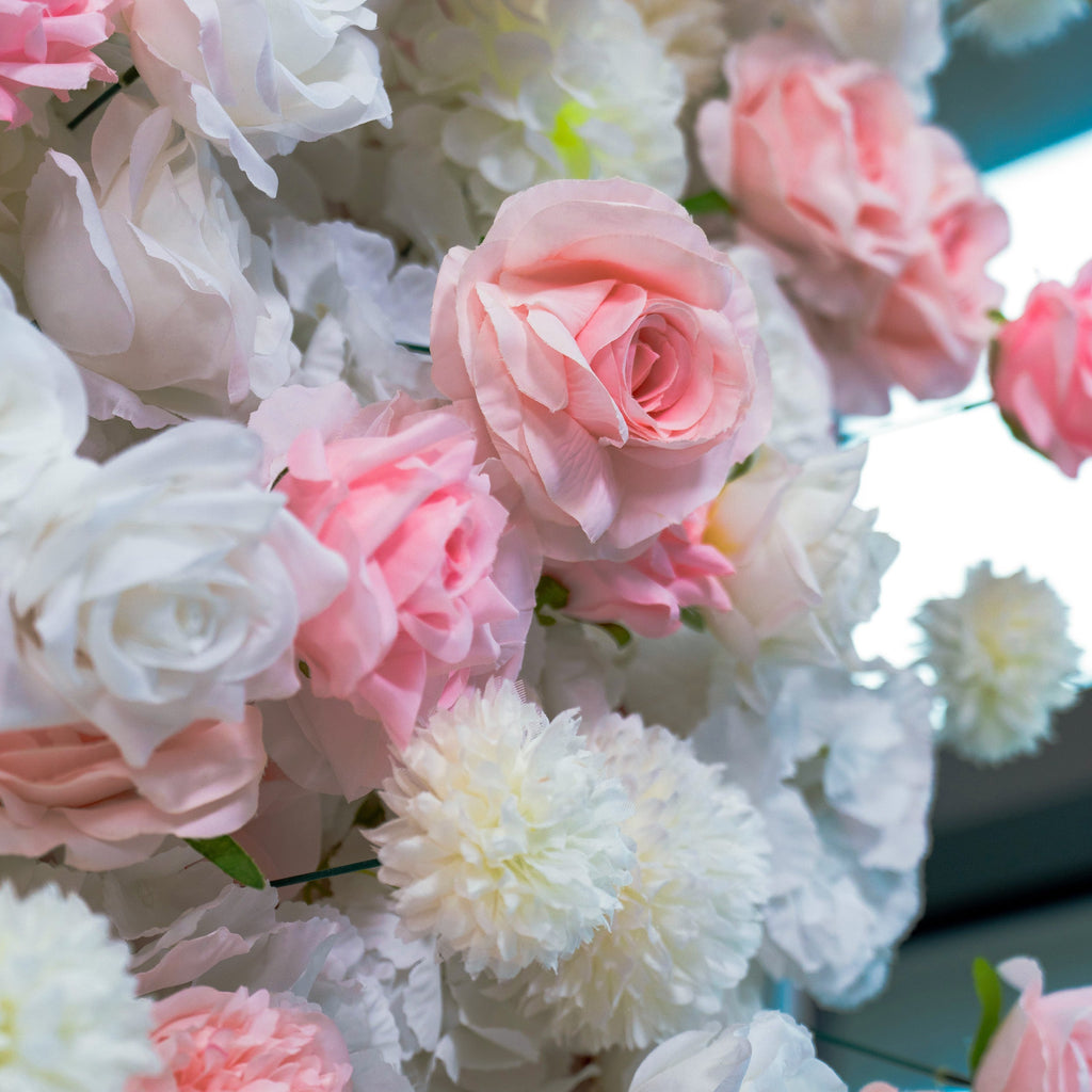 ValarFlowers Soft Pink White Artificial Flower Wall VF-409