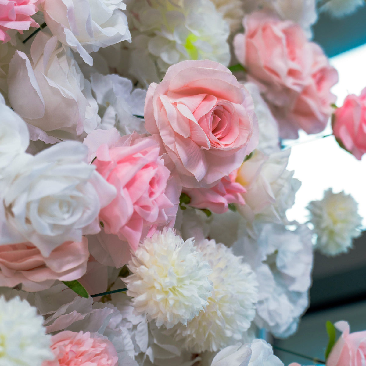 ValarFlowers Soft Pink White Artificial Flower Wall VF-409