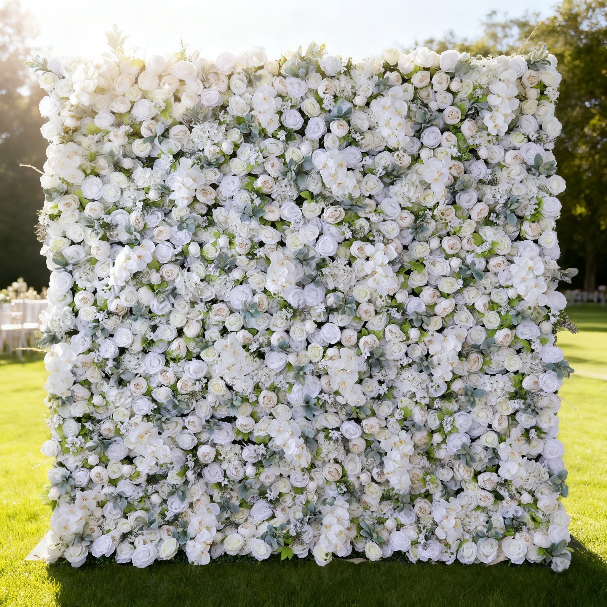 ValarFlowers White Artificial Flower Wall Backdrop VF-142