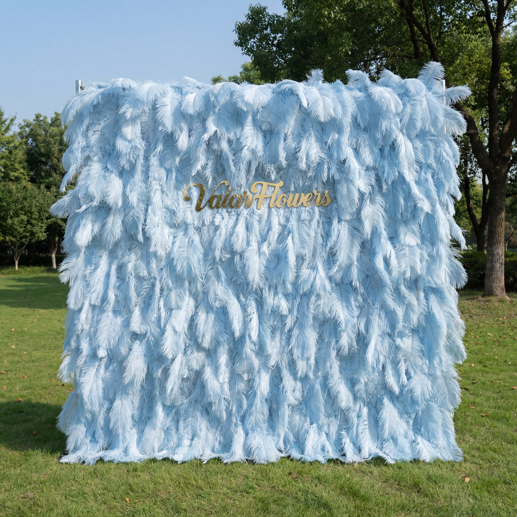 ValarFlowers Light Blue Feather Backdrop VF-164-Baby Blue