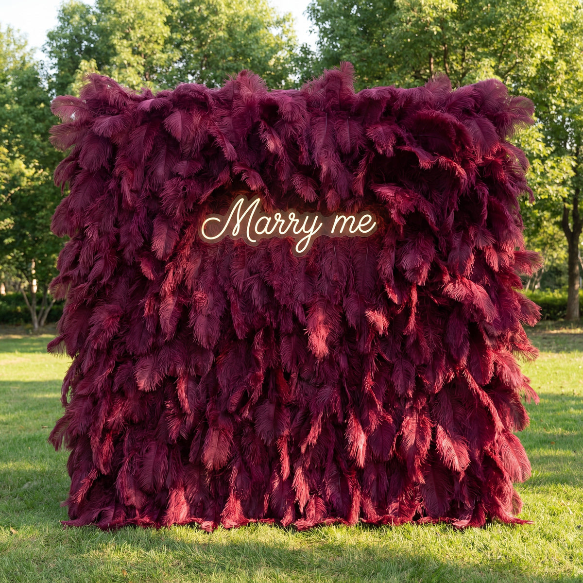 ValarFlowers Burgundy Feather Backdrop VF-164-Burgundy