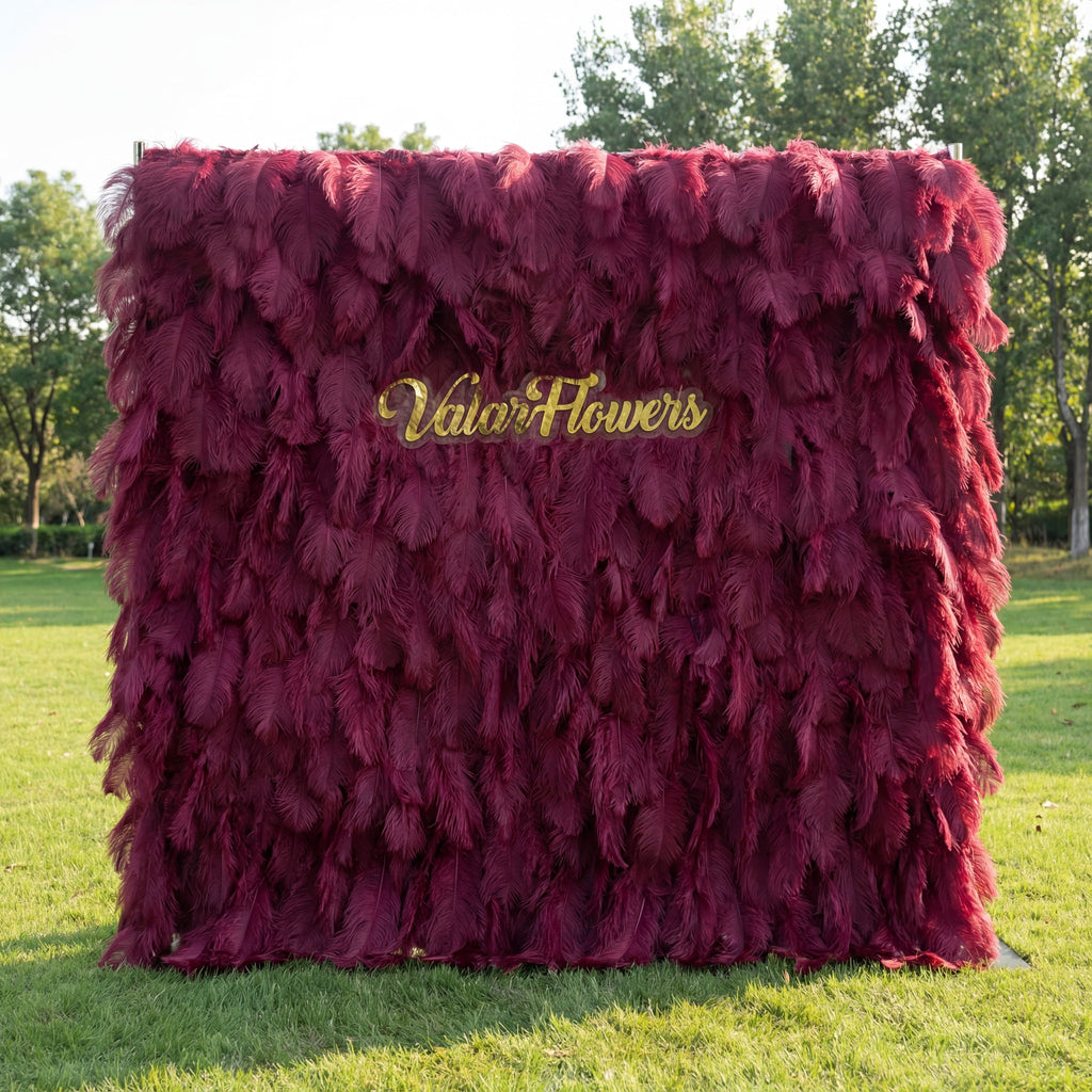 ValarFlowers Burgundy Feather Backdrop VF-164-Burgundy