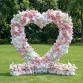 Valar Flowers Heart-Shaped Pink & White Floral Arch: Romantic Proposal & Wedding Backdrop-VA-366