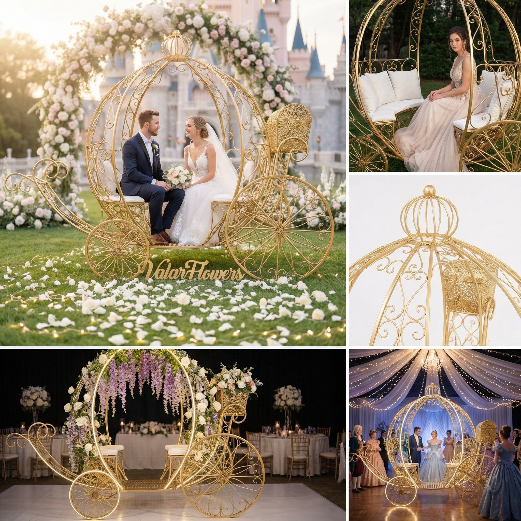 ValarFlowers 7.9ft Cinderella Fairy Princess Pumpkin Carriage Decor