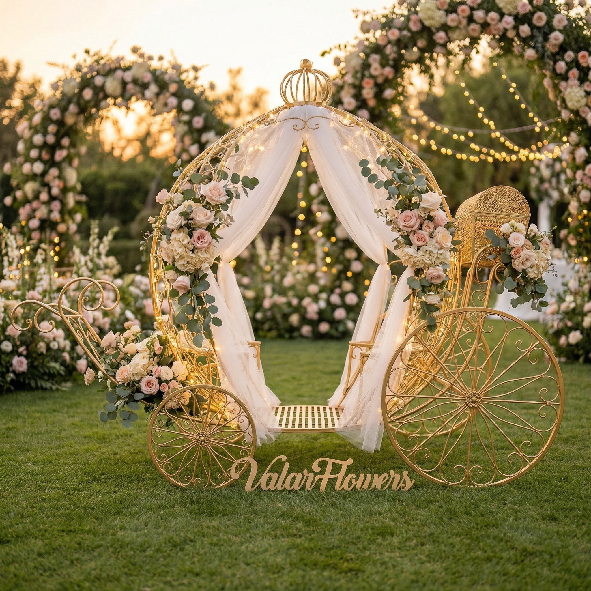 ValarFlowers 7.9ft Cinderella Fairy Princess Pumpkin Carriage Decor