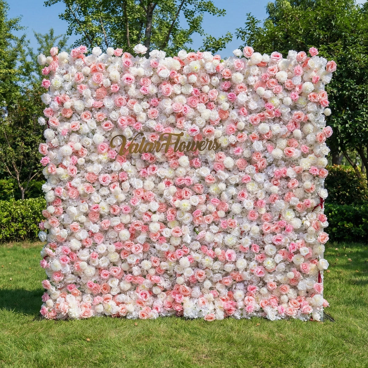 ValarFlowers Soft Pink White Artificial Flower Wall VF-409