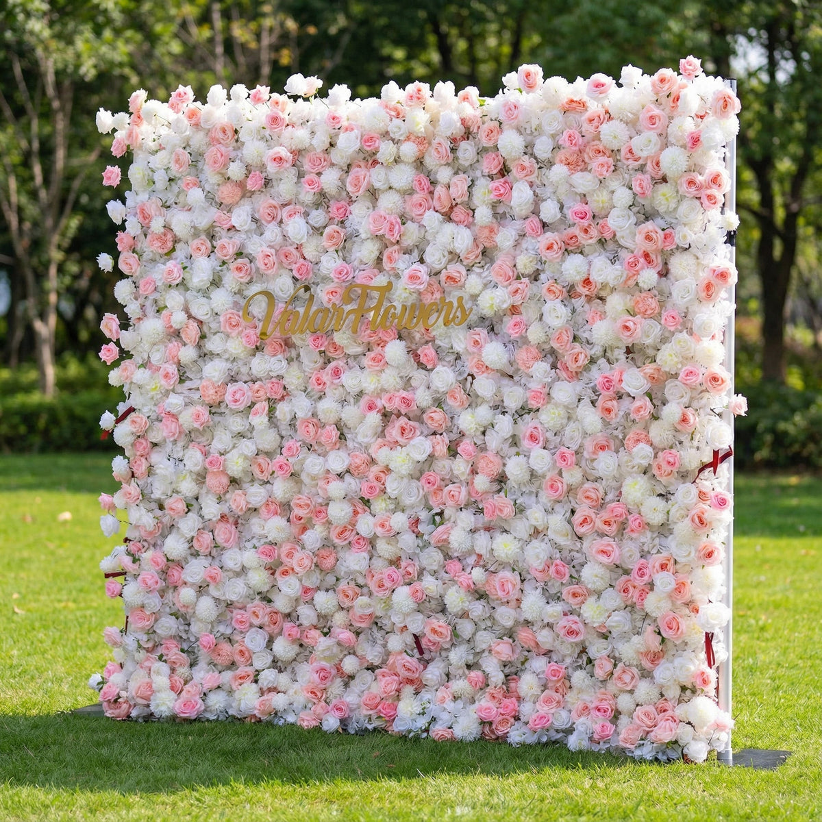 ValarFlowers Soft Pink White Artificial Flower Wall VF-409