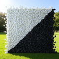 Black White Artificial Floral Roll-Up Backdrop VF-554