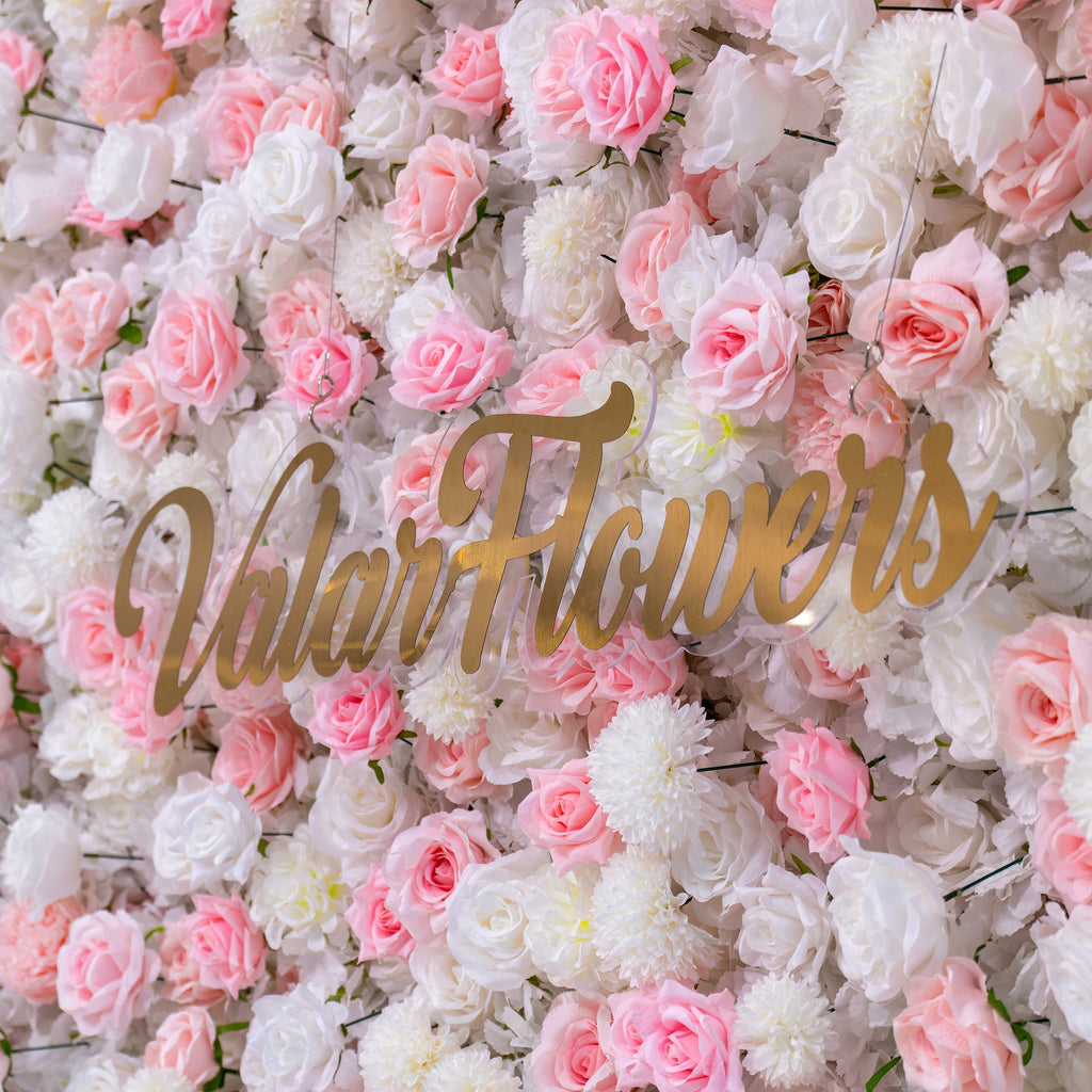 ValarFlowers Soft Pink White Artificial Flower Wall VF-409