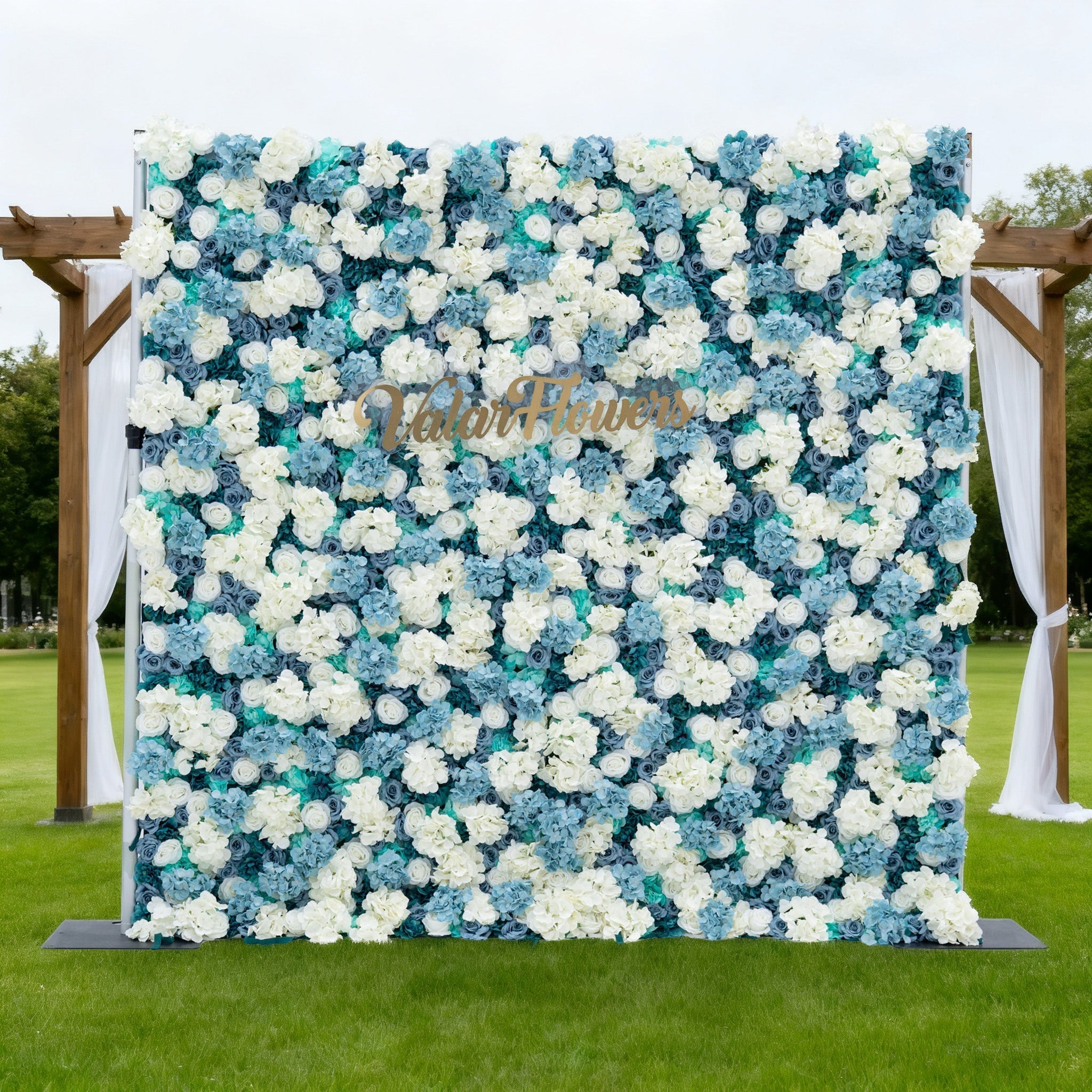 ValarFlowers Blue White Rose Floral Backdrop VF-825