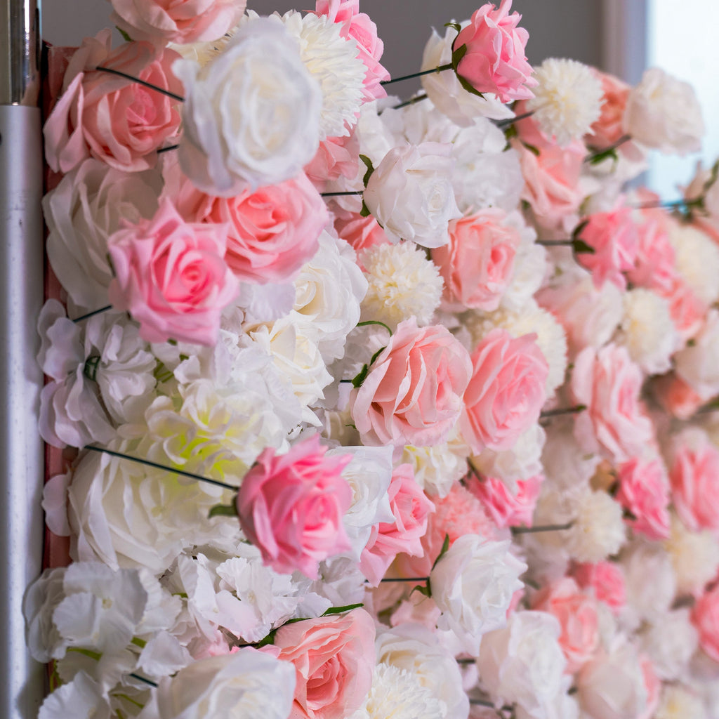 ValarFlowers Soft Pink White Artificial Flower Wall VF-409