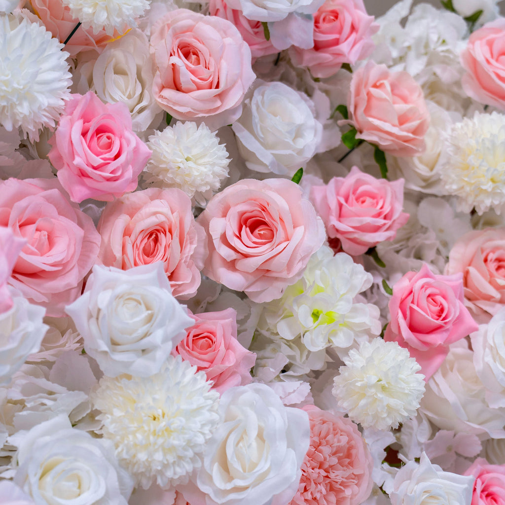 ValarFlowers Soft Pink White Artificial Flower Wall VF-409