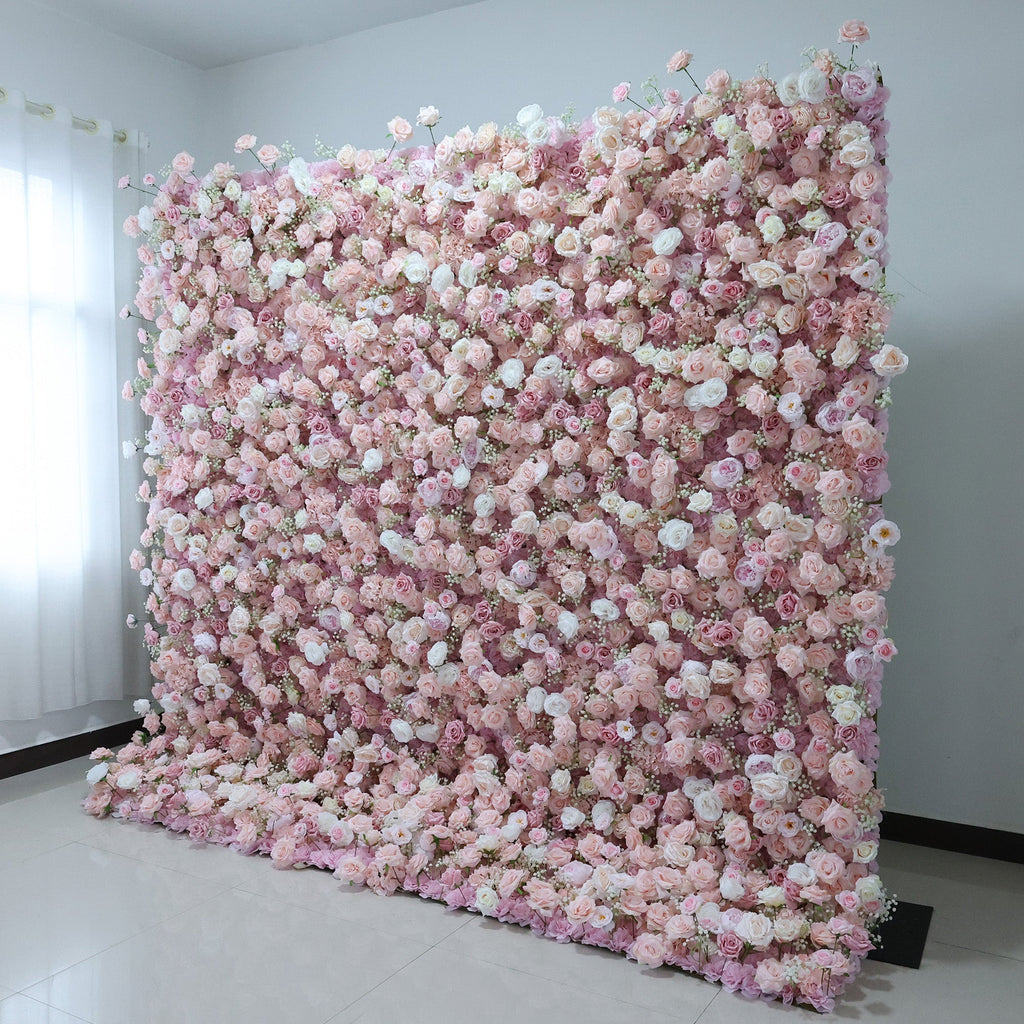 ValarFlowers Blush & Cream Rose Extravaganza Floral Wall: A Romantic & Dreamy Masterpiece for Enchanting Celebrations-VF-518