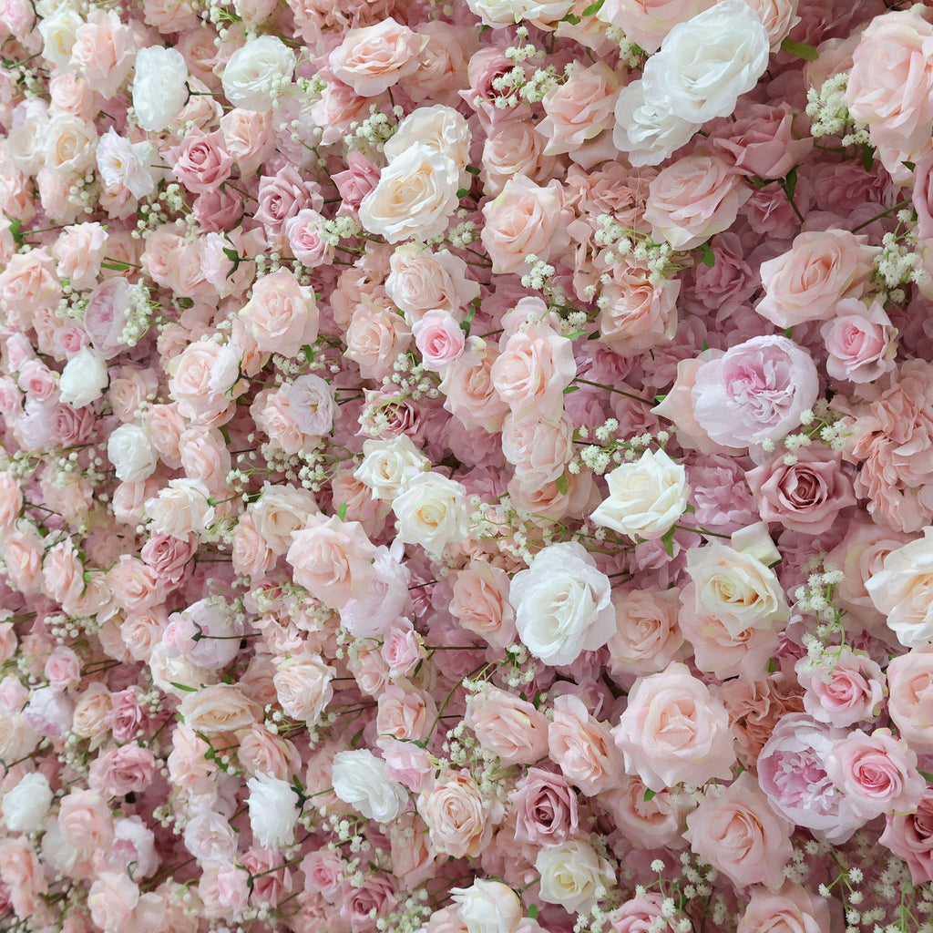 ValarFlowers Blush & Cream Rose Extravaganza Floral Wall: A Romantic & Dreamy Masterpiece for Enchanting Celebrations-VF-518