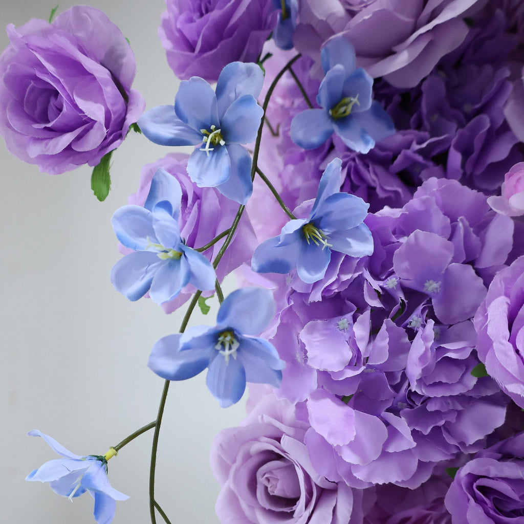 ValarFlowers Purple & Blue Floral Extravaganza Wall: A Dreamy. Enchanting Masterpiece for Magical Celebrations-VF-537