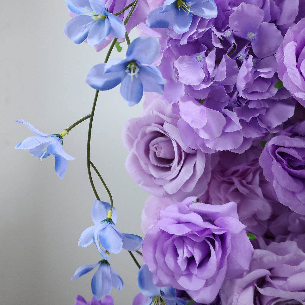 ValarFlowers Purple & Blue Floral Extravaganza Wall: A Dreamy. Enchanting Masterpiece for Magical Celebrations-VF-537