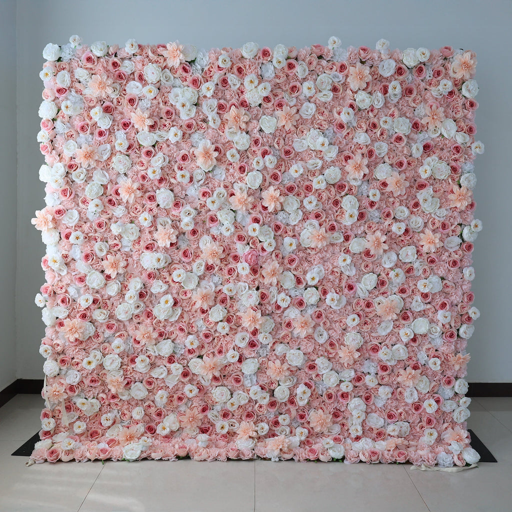 ValarFlowers Blush Pink & Soft White Floral Extravaganza Wall: A Dreamy. Romantic Masterpiece for Enchanting Celebrations-VF-553