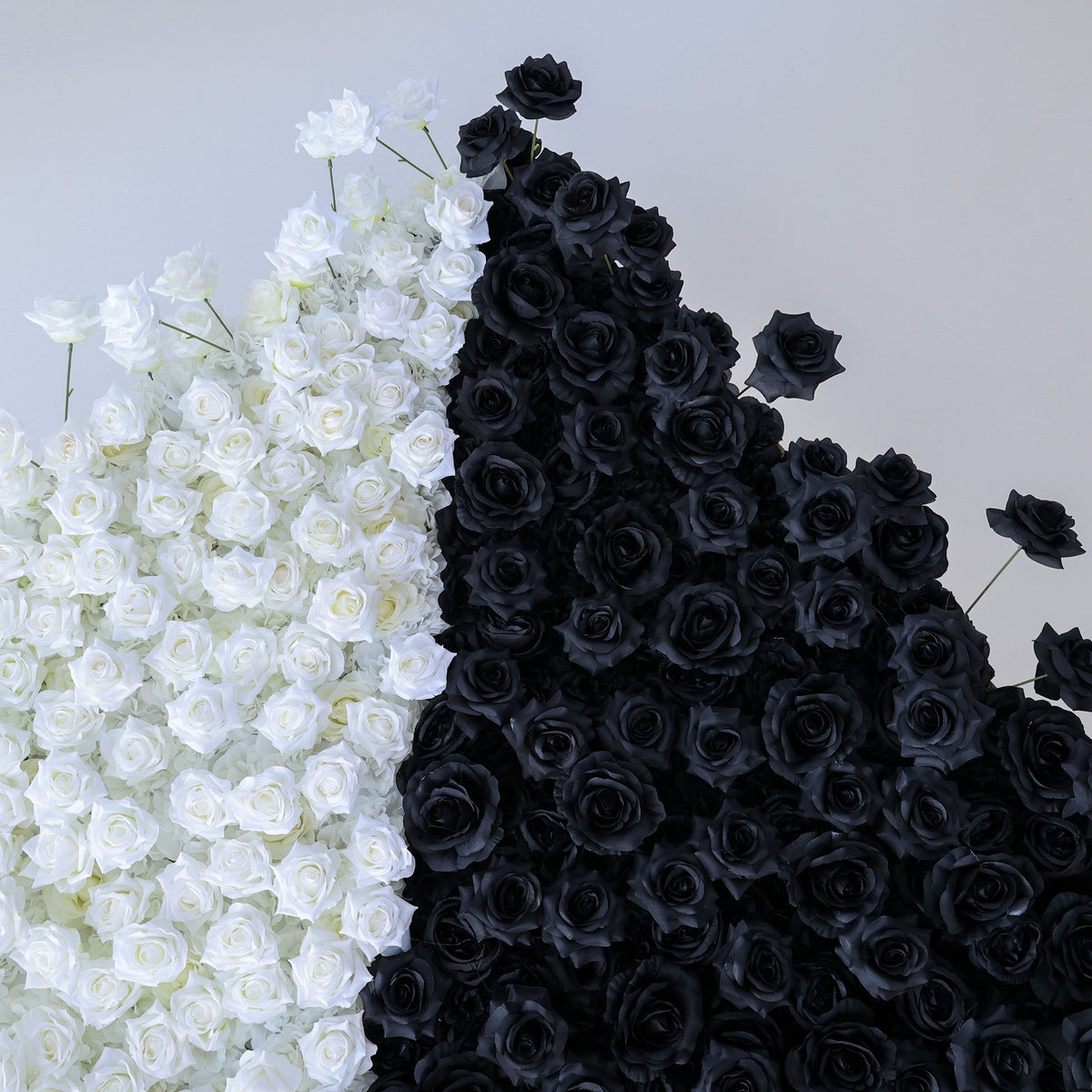 Black White Artificial Floral Roll-Up Backdrop VF-554