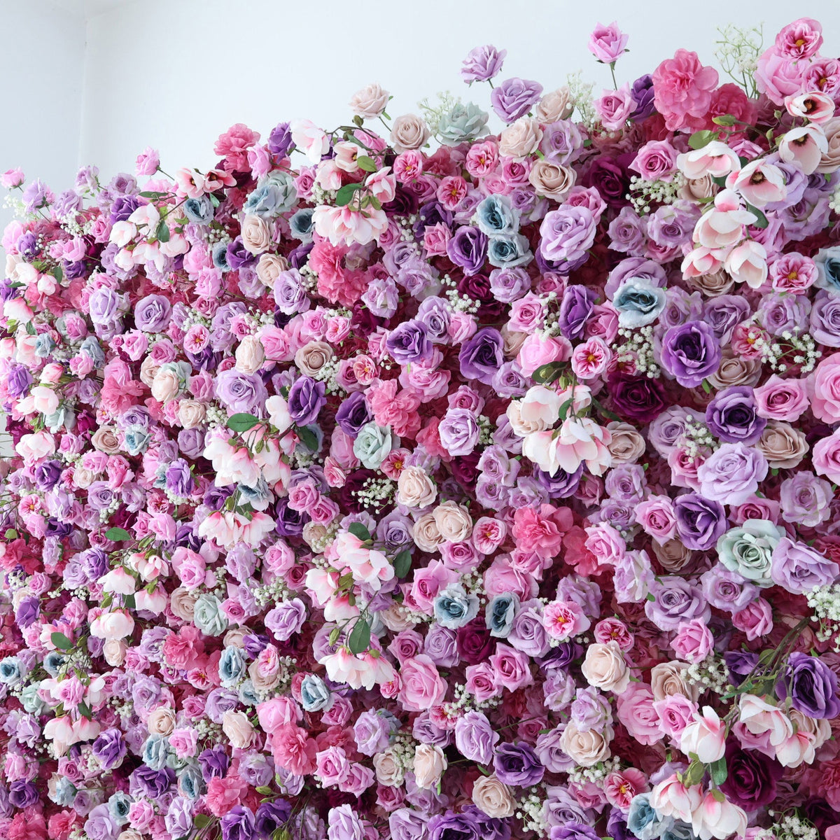 ValarFlowers Enchanted Pastel Pink & Purple Floral Symphony Flower Wall: A Romantic Masterpiece for Dreamy Celebrations-VF-504