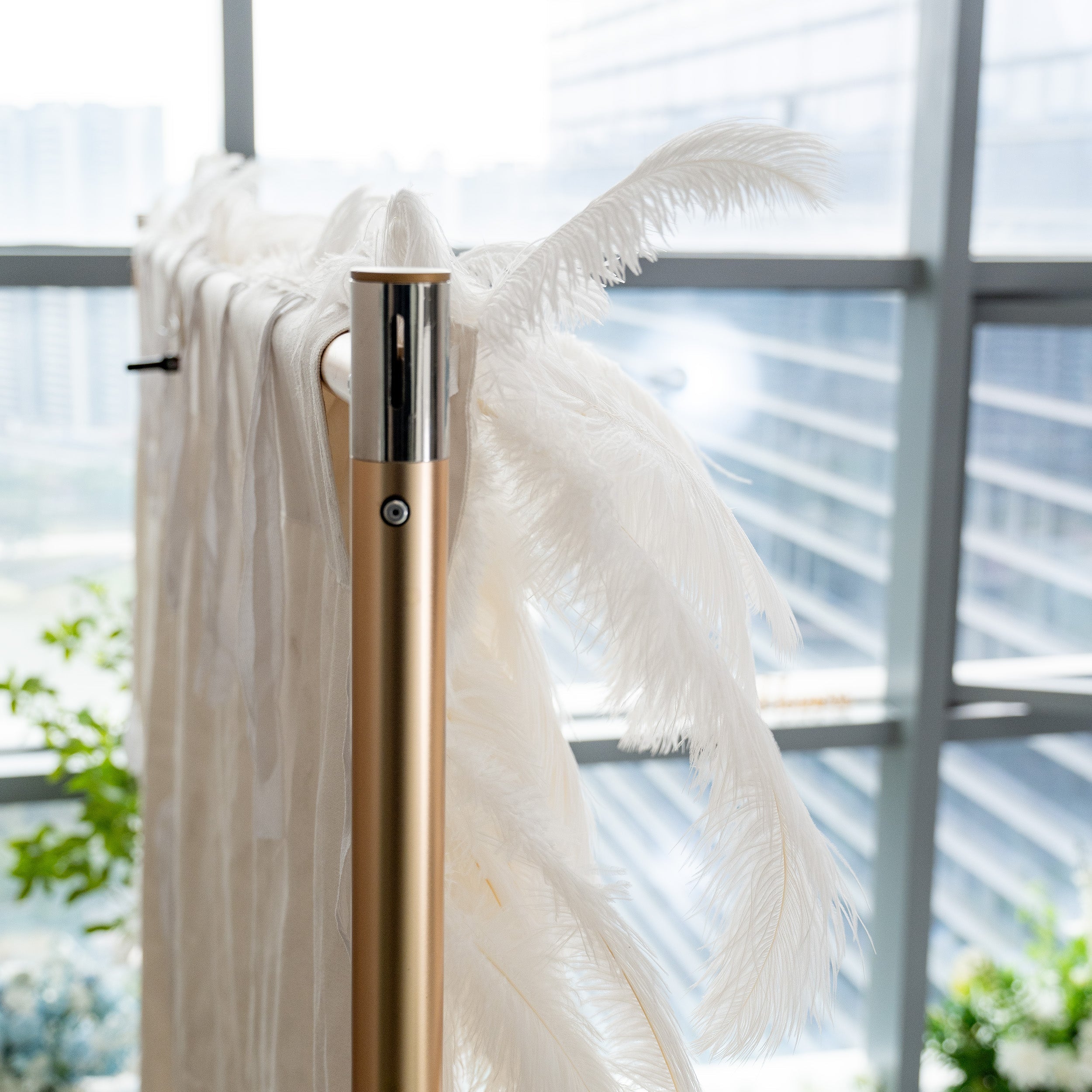 ValarFlowers White Feather Artificial Flower Wall Backdrop VF-164-White