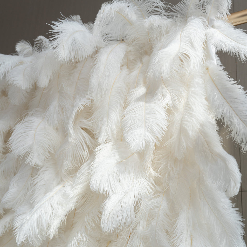 ValarFlowers White Feather Artificial Flower Wall Backdrop VF-164-White