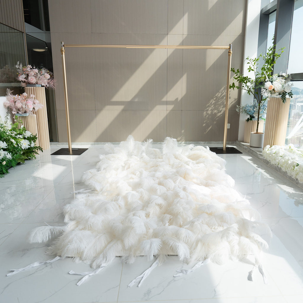 ValarFlowers White Feather Artificial Flower Wall Backdrop VF-164-White