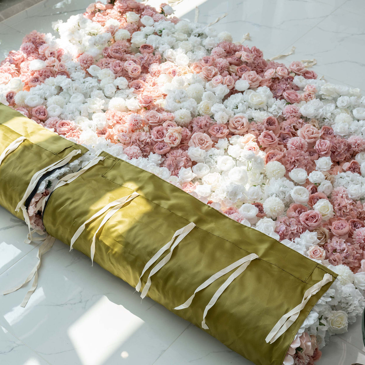 Romantic Floral Backdrop - Blush Nude and White Artificial Flower Wall for Weddings. Events. and Special Occasions-VF-418-2