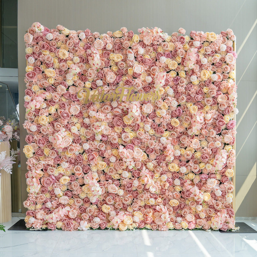 Valar Flowers Exquisite Artificial Flower Backdrop in Soft Pink and Cream Hues for Weddings. Parties and Events-VF-360