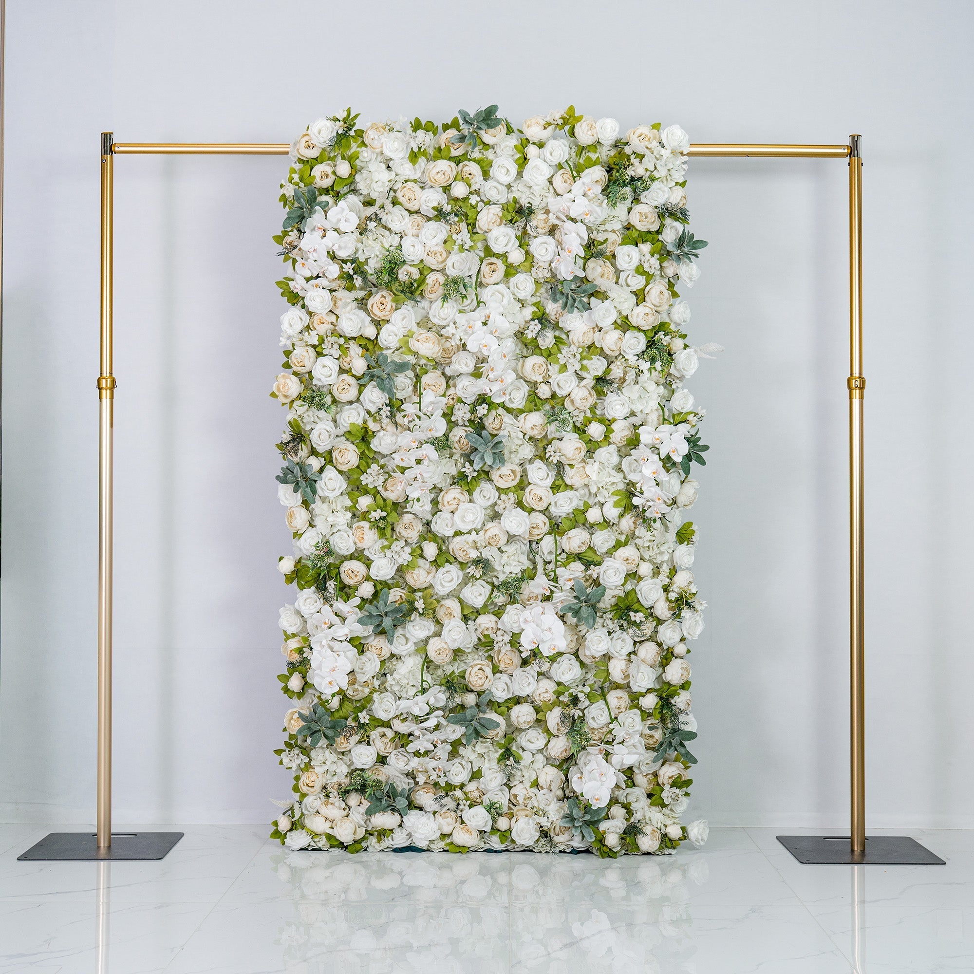 Roll Up Fabric Gorgeous Artificial Flower Wall - The White & Green  Epitome of Wedding and Event Decoration-VF-801