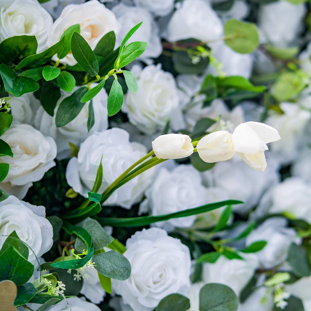 Exquisite White & Green Artificial Flower Wall - The Epitome of Elegance for Wedding and Event Decor-VF-803