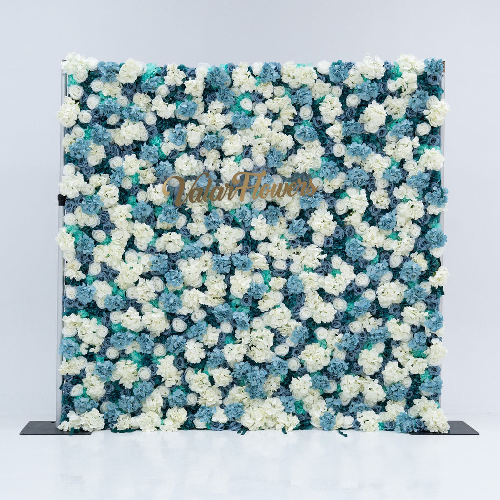 ValarFlowers Blue White Rose Floral Backdrop VF-825