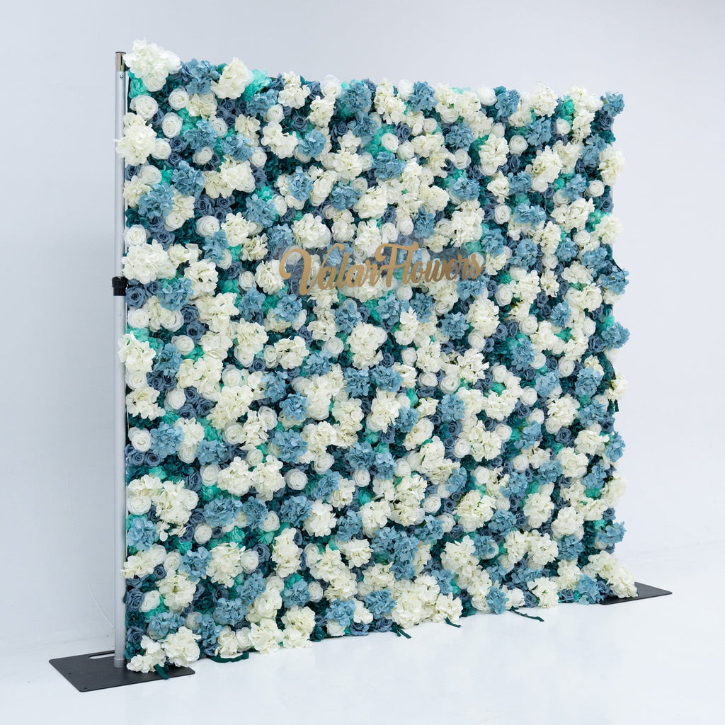 ValarFlowers Blue White Rose Floral Backdrop VF-825