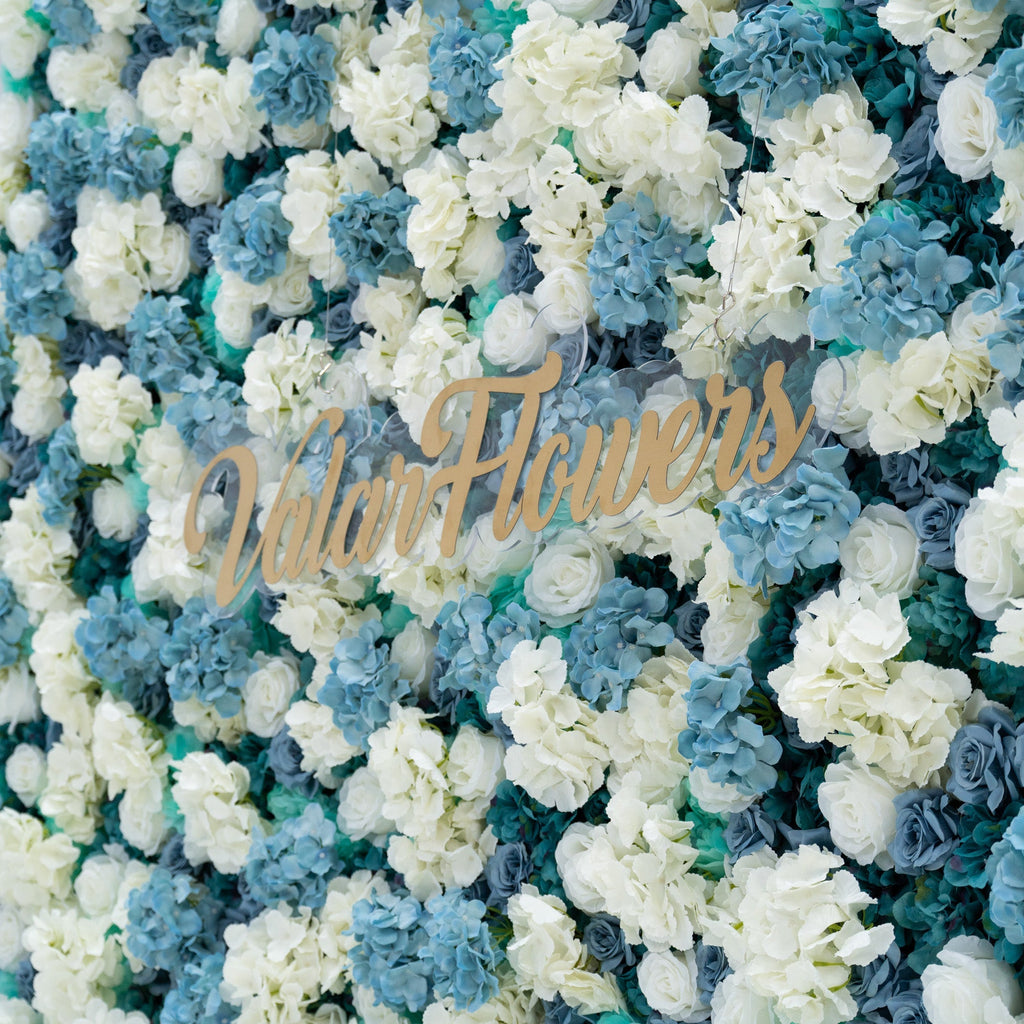 ValarFlowers Blue White Rose Floral Backdrop VF-825