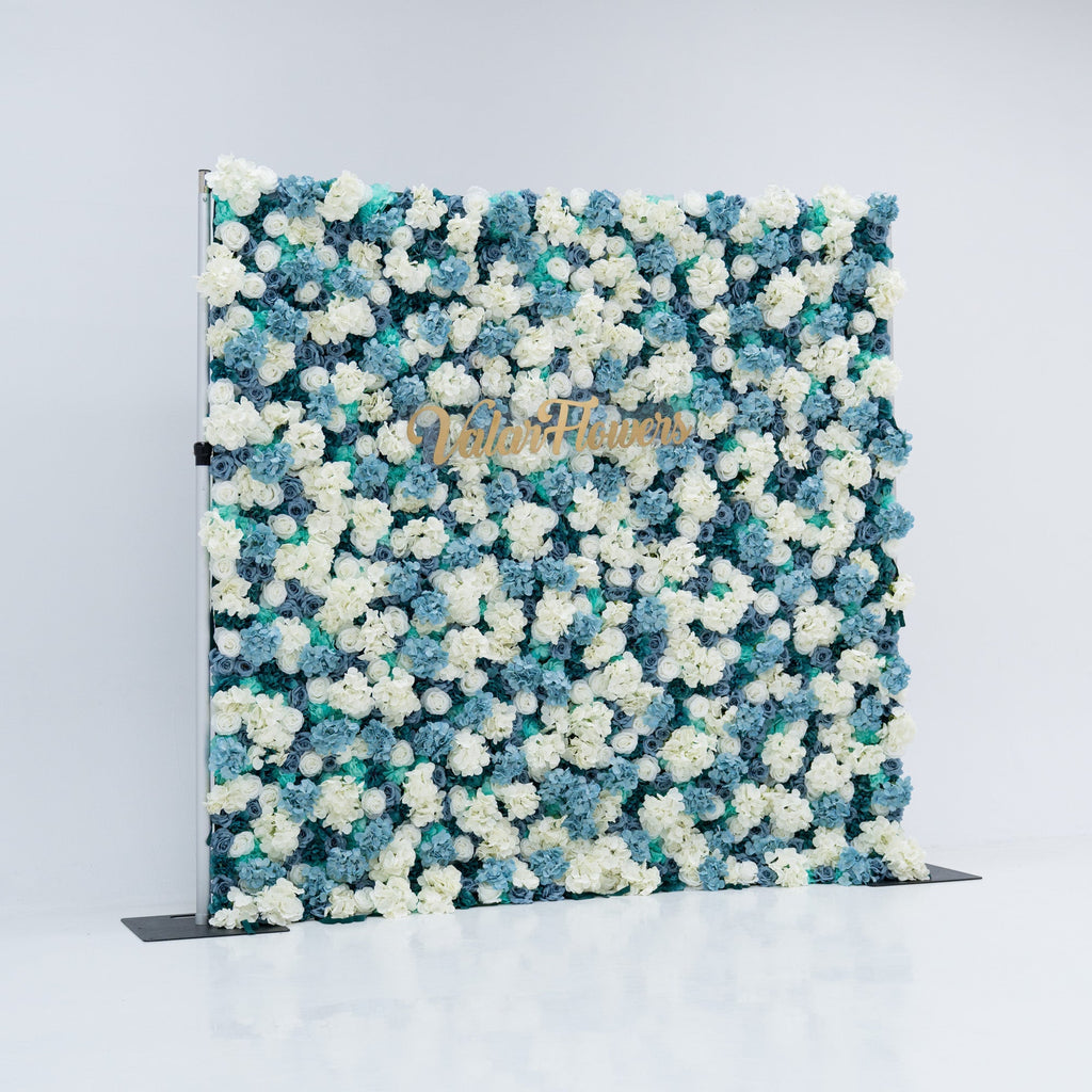 ValarFlowers Blue White Rose Floral Backdrop VF-825