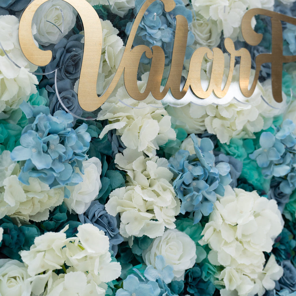 ValarFlowers Blue White Rose Floral Backdrop VF-825