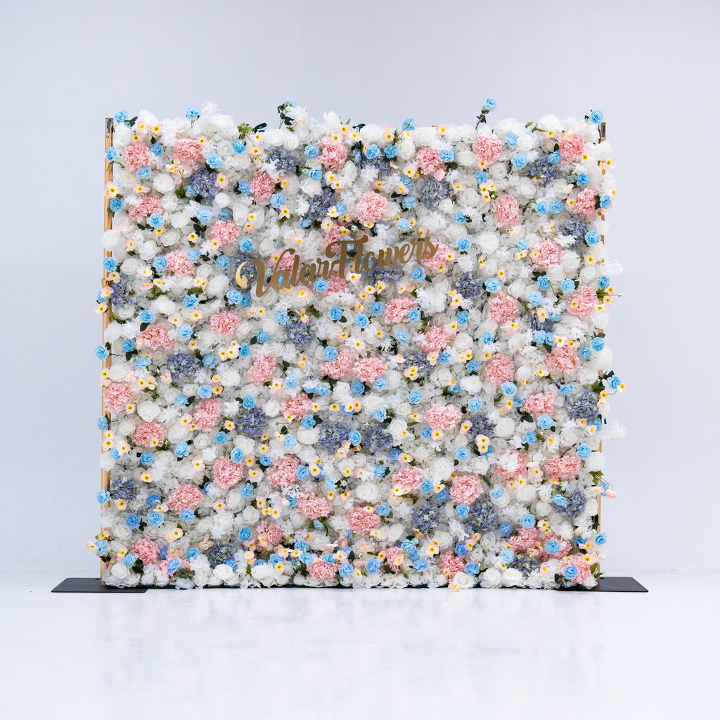 ValarFlowers Pastel Blue Pink White Floral Backdrop VF-826
