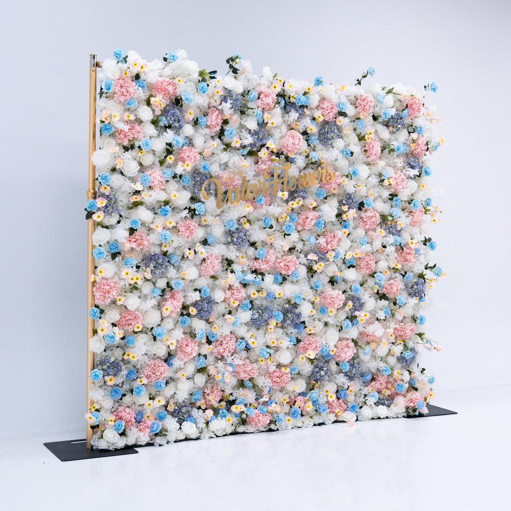 ValarFlowers Pastel Blue Pink White Floral Backdrop VF-826