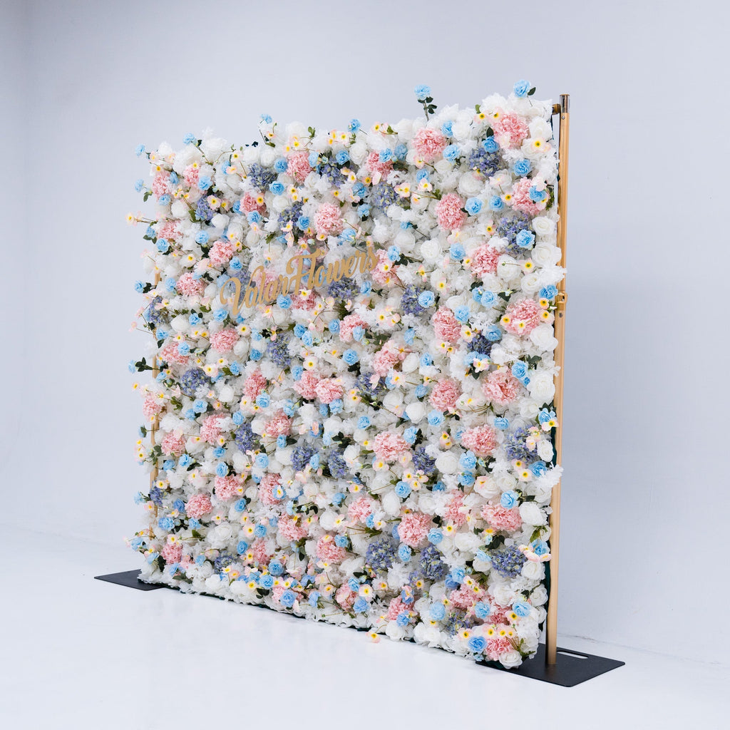 ValarFlowers Pastel Blue Pink White Floral Backdrop VF-826