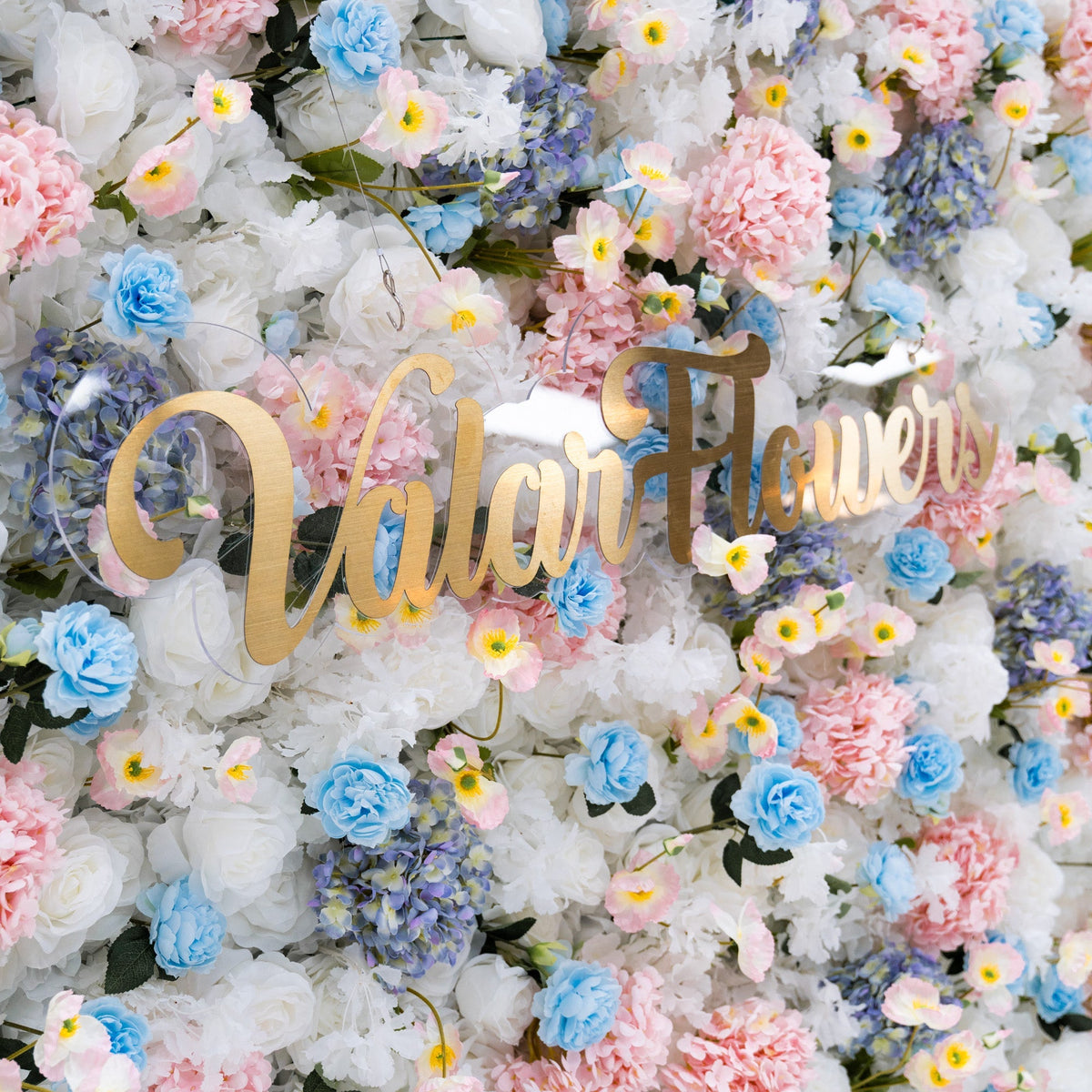 ValarFlowers Pastel Blue Pink White Floral Backdrop VF-826