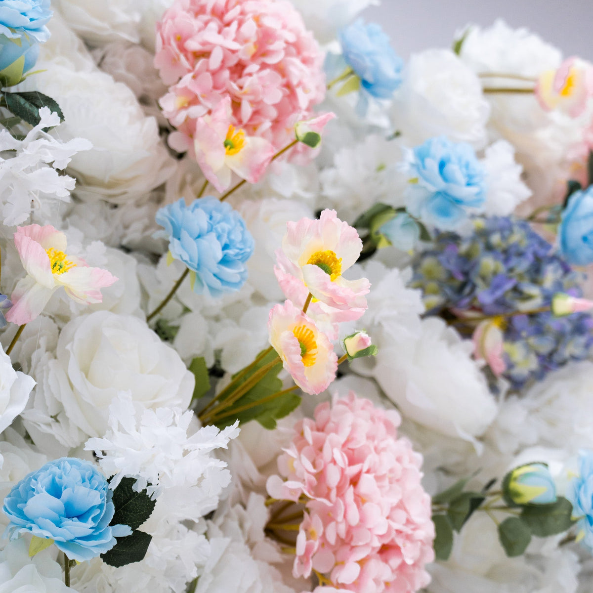ValarFlowers Pastel Blue Pink White Floral Backdrop VF-826