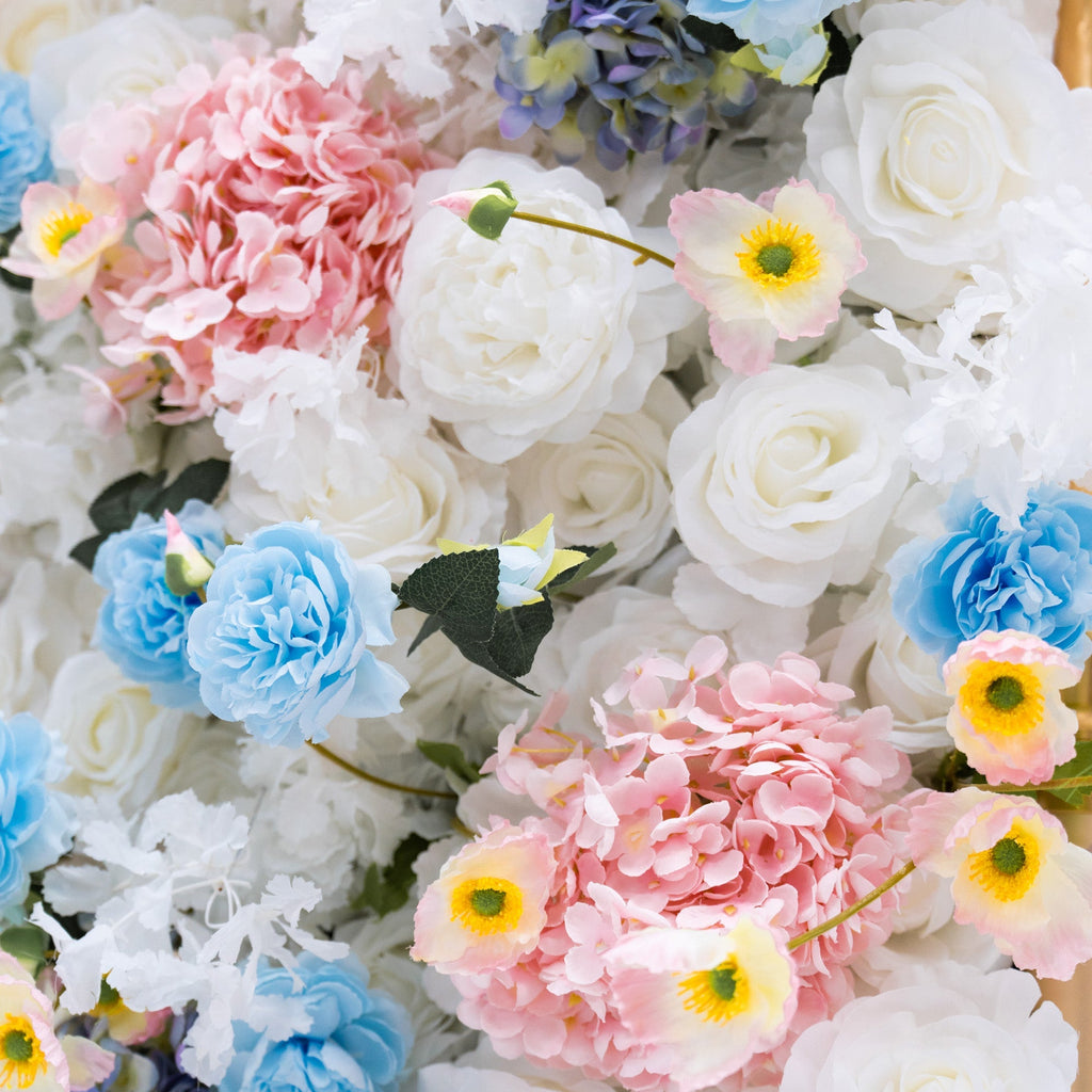 ValarFlowers Pastel Blue Pink White Floral Backdrop VF-826