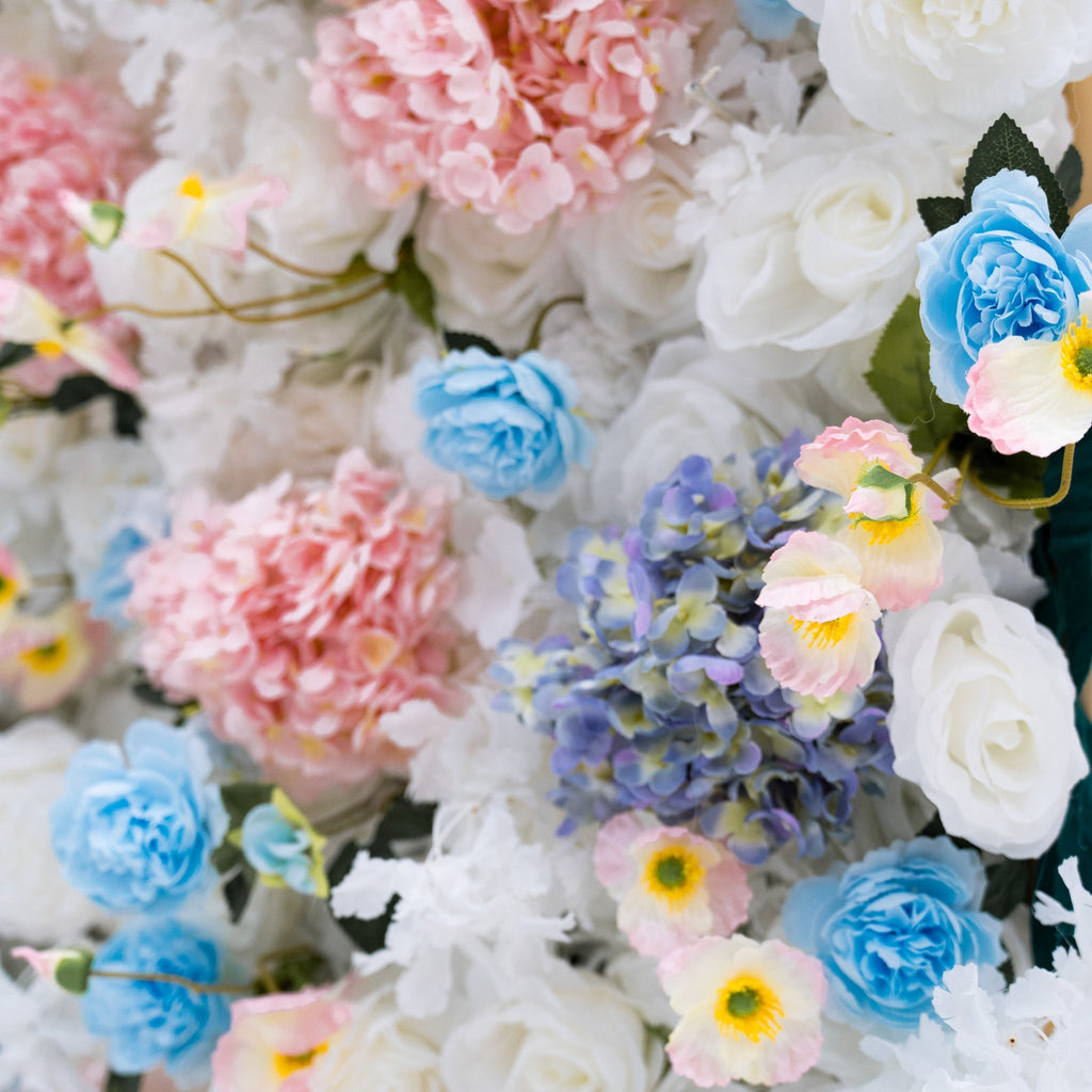 ValarFlowers Pastel Blue Pink White Floral Backdrop VF-826
