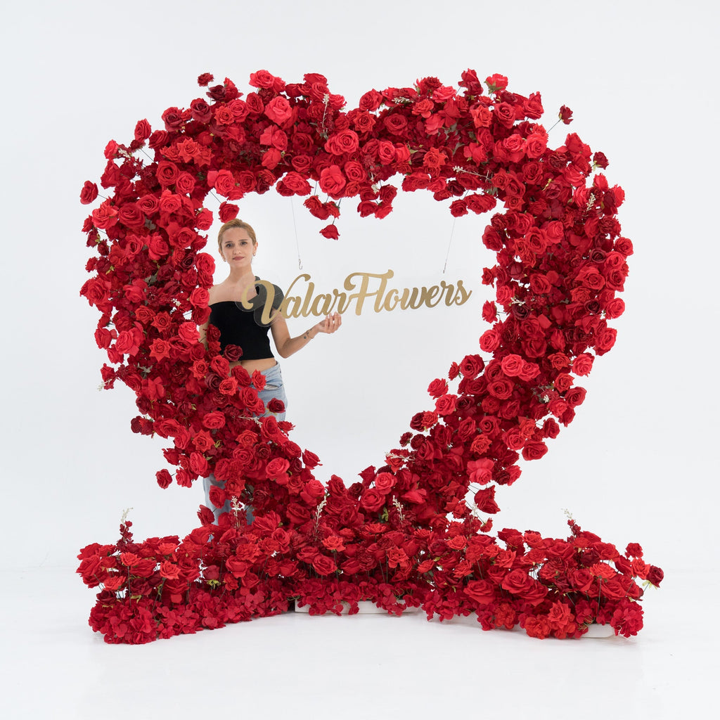 ValarFlowers Red Rose Heart - Shaped Floral Backdrop: A Romantic Proposal & Event Centerpiece-HA-405