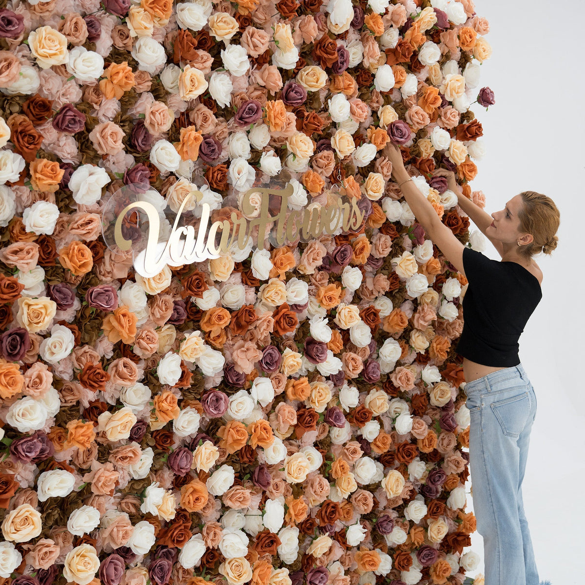 ValarFlowers 3D Autumn - Toned Floral Wall Backdrop: Warm & Luxurious Event Centerpiece-VF-580