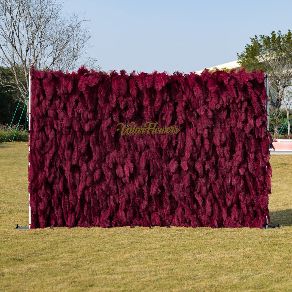 ValarFlowers Burgundy Feather Backdrop VF-164-Burgundy