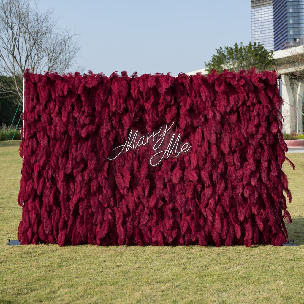 ValarFlowers Burgundy Feather Backdrop VF-164-Burgundy
