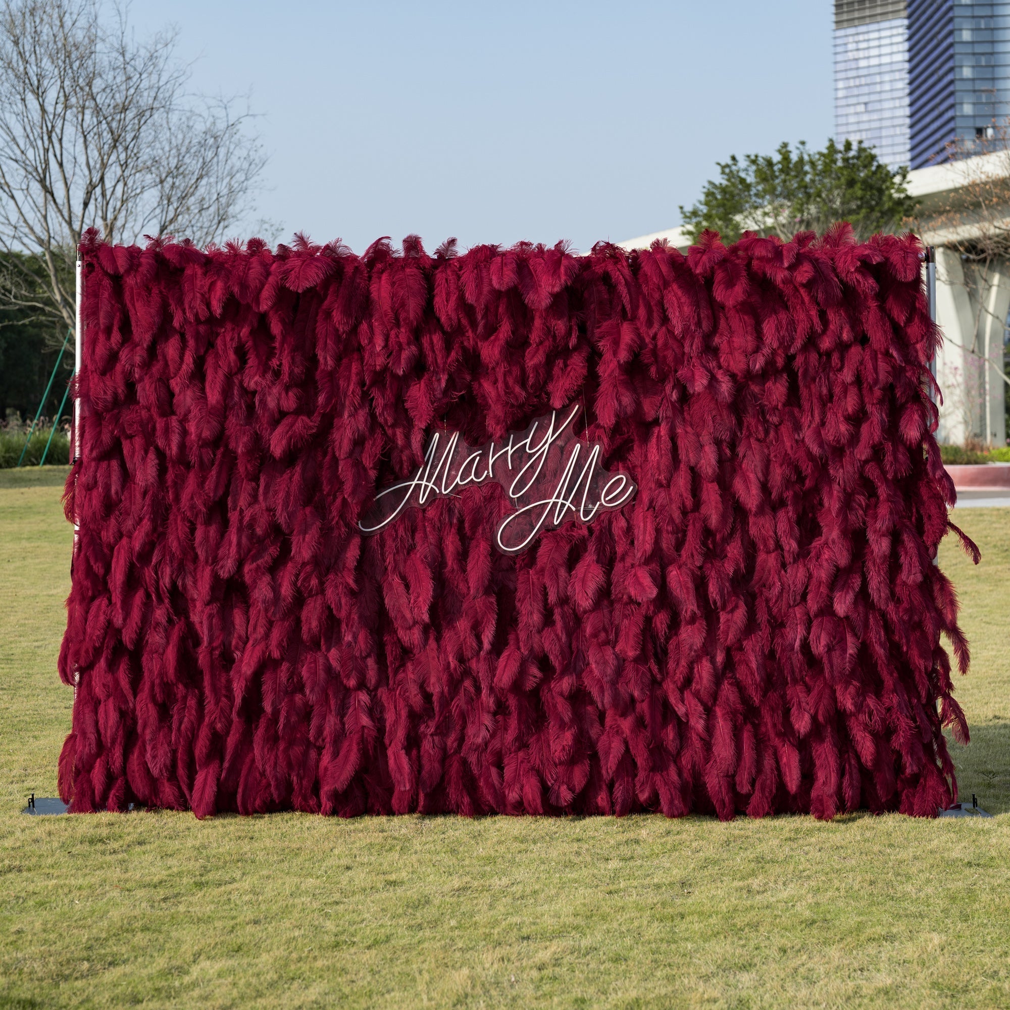 ValarFlowers Burgundy Feather Backdrop VF-164-Burgundy