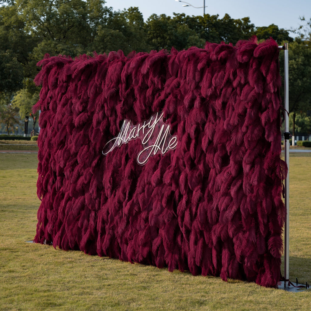 ValarFlowers Burgundy Feather Backdrop VF-164-Burgundy