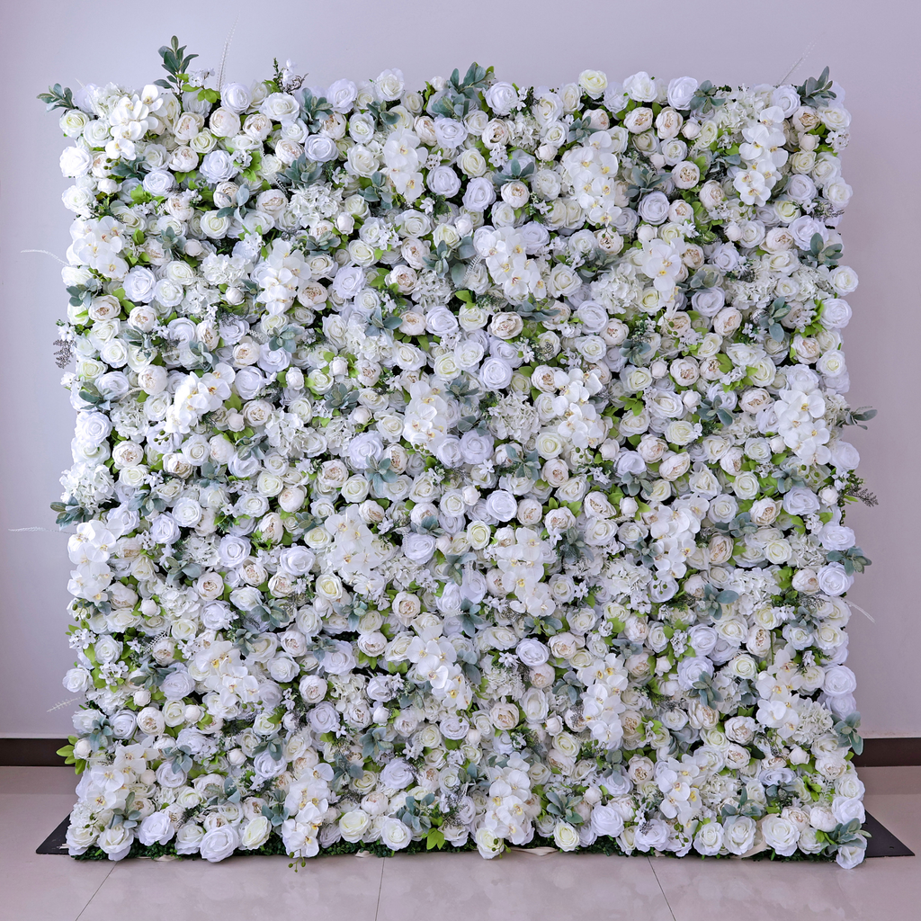 ValarFlowers White Artificial Flower Wall Backdrop VF-142